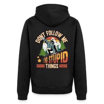 Lustig Snowboard Winterurlaub Sprüche Geschenk - Unisex Premium Bio Zip Hoodie - Schwarz - Hinten - Nico (187cm)