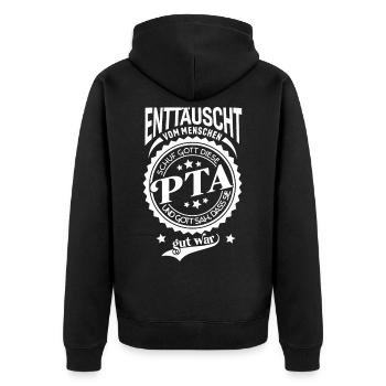 Lustiger Spruch für Beruf PTA - Unisex Premium Bio Zip Hoodie - Schwarz - Hinten - Nico (187cm)