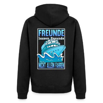 Lustige Kreuzfahrt Urlaub Meer Sprüche Geschenk - Unisex Premium Bio Zip Hoodie - Schwarz - Hinten - Nico (187cm)