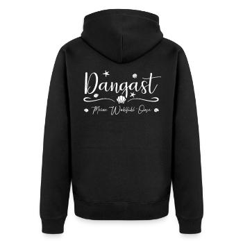 Meine Wohlfühl-Oase Nordseebad Dangast - Unisex Premium Bio Zip Hoodie - Schwarz - Hinten - Nico (187cm)