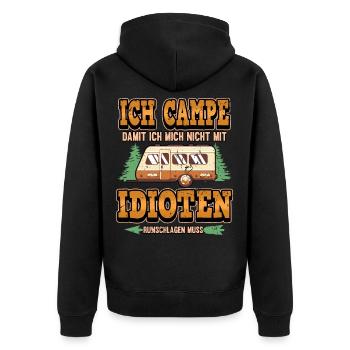 Lustig Wohnwagen Camper Campen Spruch Geschenk - Unisex Premium Bio Zip Hoodie - Schwarz - Hinten - Nico (187cm)