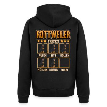Hund Rottweiler Hundebesitzer Tricks Geschenk - Unisex Premium Bio Zip Hoodie - Schwarz - Hinten - Nico (187cm)