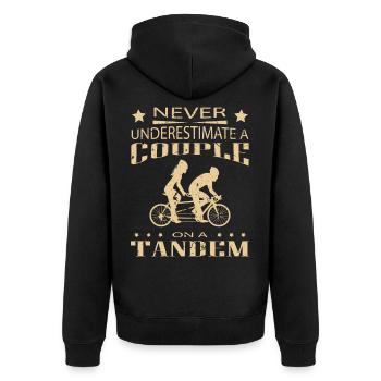 Never Underestimate A Couple On A Tandem Tandem Bike - Unisex Premium Organic Zip Hoodie - black - Back - Nico (187cm)