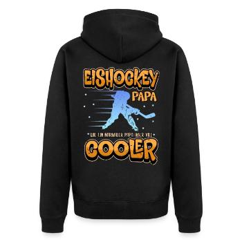Eishockey Puck Sport Schlittschuhe Papa Geschenk - Unisex Premium Bio Zip Hoodie - Schwarz - Hinten - Nico (187cm)