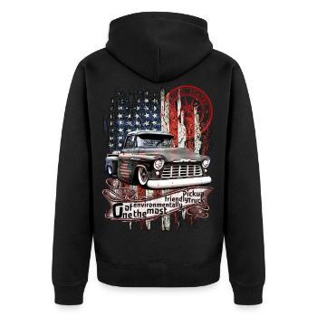 Un camion V8 le plus convivial de l’environnement américain - Veste à capuche bio Premium Unisexe - noir - Dos - Nico (187cm)