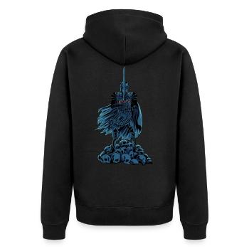 Templer mit Schwert auf Schädeln - Tempelritter - Unisex Premium Bio Zip Hoodie - Schwarz - Hinten - Nico (187cm)