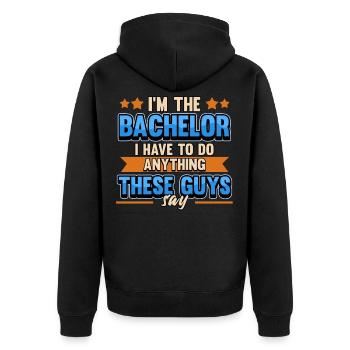 Junggesellenabschied Bräutigam Braut Junggeselle - Unisex Premium Bio Zip Hoodie - Schwarz - Hinten - Nico (187cm)