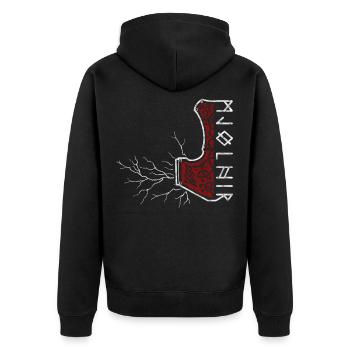 Le marteau de Thor avec flash - Mjölnir - Veste à capuche bio Premium Unisexe - noir - Dos - Nico (187cm)