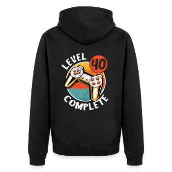 Cadeau d’anniversaire de 40 ans - Niveau 40 unlocked Gamer - Veste à capuche bio Premium Unisexe - noir - Dos - Nico (187cm)