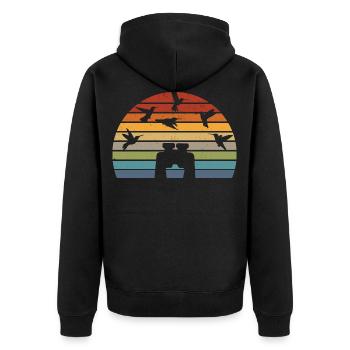 Bird Watching Vintage Birdwatching Vogelbeobachter - Unisex Premium Bio Zip Hoodie - Schwarz - Hinten - Nico (187cm)