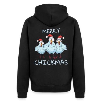 Merry Chickmas - Unisex Premium Bio Zip Hoodie - Schwarz - Hinten - Nico (187cm)