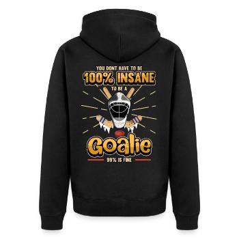 Eishockey Spieler Schlittschuhe Winter Geschenk - Unisex Premium Bio Zip Hoodie - Schwarz - Hinten - Nico (187cm)