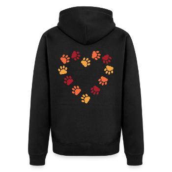 Großes Herz aus Katzenpfoten - Unisex Premium Bio Zip Hoodie - Schwarz - Hinten - Nico (187cm)