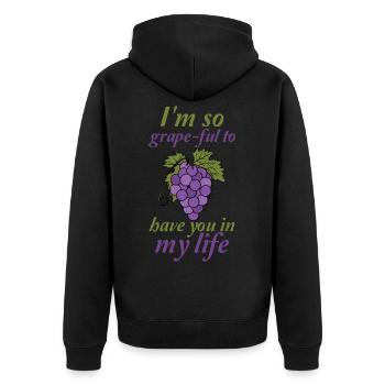I'm so grape-ful to have you in my life - Unisex Premium Bio Zip Hoodie - Schwarz - Hinten - Nico (187cm)