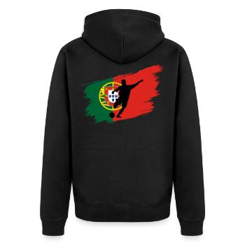 Football Portugal Kicker Flagge Ballsport Team Fan - Veste à capuche bio Premium Unisexe - noir - Dos - Nico (187cm)