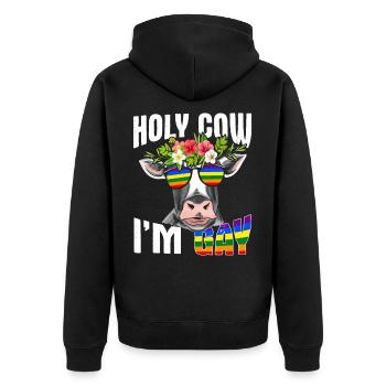 Cow Gay Homo LGBT Farmer Gay - Unisex Premium Organic Zip Hoodie - black - Back - Nico (187cm)