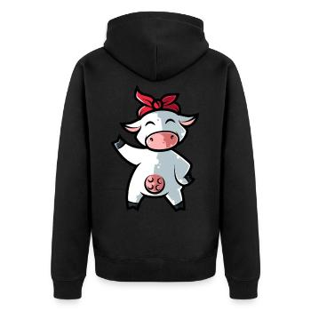 Kuh Bandana Design pour producteur de lait paysanne - Veste à capuche bio Premium Unisexe - noir - Dos - Nico (187cm)