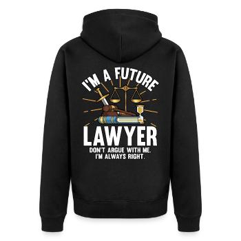 Lawyer Jura Lustig Lawyer Richter Gift - Unisex Premium Organic Zip Hoodie - black - Back - Nico (187cm)