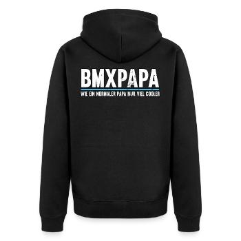 BMX Fahrrad Fahren Mountainbike Geschenk - Unisex Premium Bio Zip Hoodie - Schwarz - Hinten - Nico (187cm)