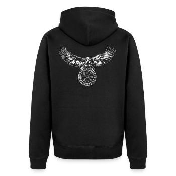 Raven with Futhark and Vegvisir - Unisex Premium Organic Zip Hoodie - black - Back - Nico (187cm)