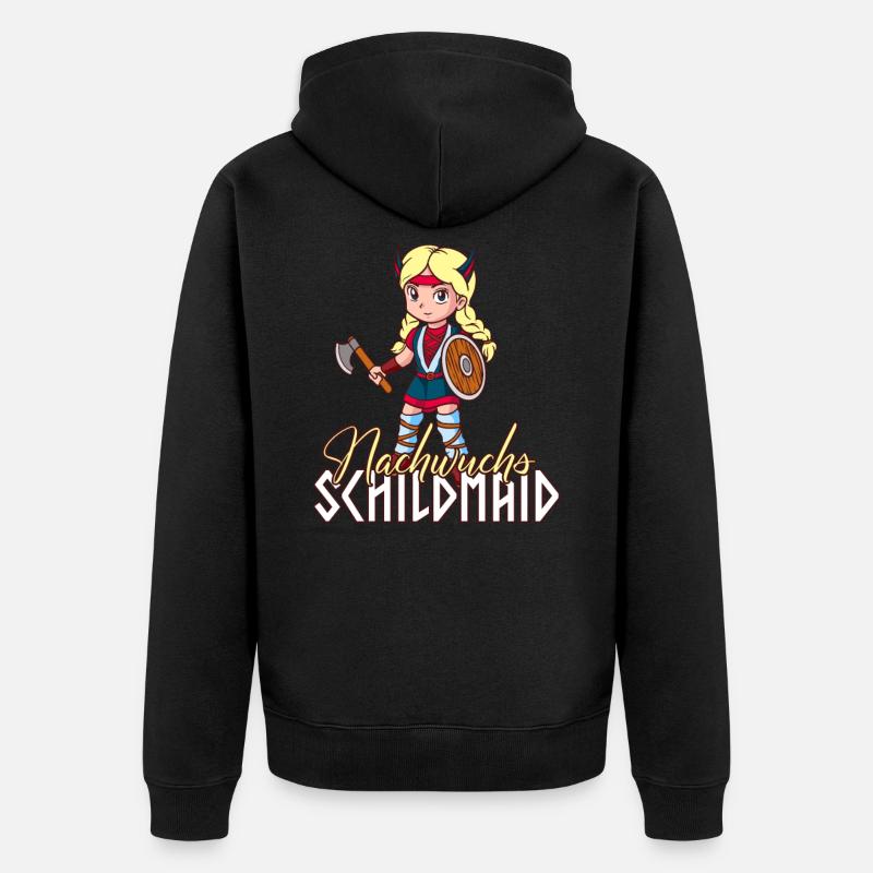 Wikinger Kriegerin Mädchen - Nachwuchs Schildmaid - Unisex Premium Bio Zip Hoodie - Schwarz