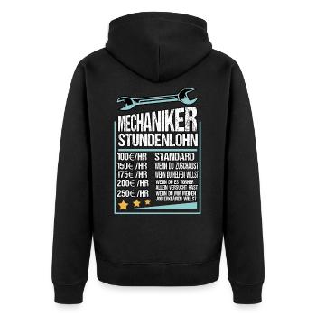 KFZ Auto Mechaniker Beruf Lustig Spruch Geschenk - Unisex Premium Bio Zip Hoodie - Schwarz - Hinten - Nico (187cm)