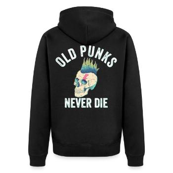 Old Punks Never Die - Vintage Punk - Veste à capuche bio Premium Unisexe - noir - Dos - Nico (187cm)