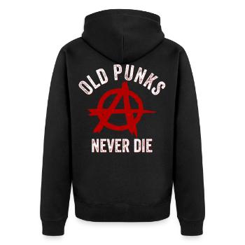 Old Punks Never Die - Vintage Punk - Veste à capuche bio Premium Unisexe - noir - Dos - Nico (187cm)