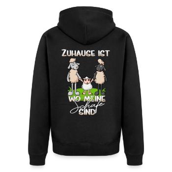 Schäfer - Zuhause ist wo meine Schafe sind - Unisex Premium Bio Zip Hoodie - Schwarz - Hinten - Nico (187cm)
