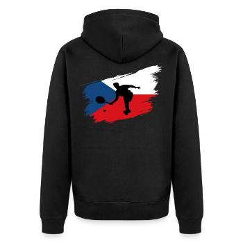 Tennis Tschechien Flagge Sport Fan - Unisex Premium Bio Zip Hoodie - Schwarz - Hinten - Nico (187cm)