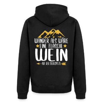Hiking Wandern Bergsteigen Sport Fitness Natur - Unisex Premium Bio Zip Hoodie - Schwarz - Hinten - Nico (187cm)