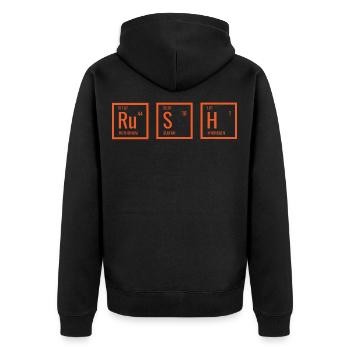 Chemise parfaite pour les étudiants en chem "RUSH - Veste à capuche bio Premium Unisexe - noir - Dos - Nico (187cm)