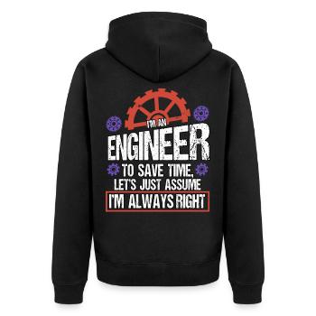 Ingénieur Chantier Architecte Profession Travail Drôle - Veste à capuche bio Premium Unisexe - noir - Dos - Nico (187cm)