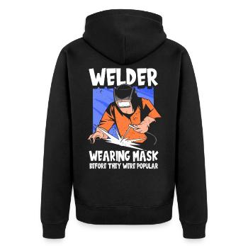 Welder Welder Welding Specialist Lustig Profession - Unisex Premium Organic Zip Hoodie - black - Back - Nico (187cm)