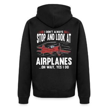 Pilot Airplane Aviation Flying Profession Funny - Unisex Premium Organic Zip Hoodie - black - Back - Nico (187cm)