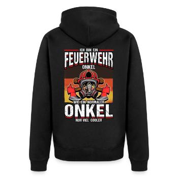 Feuerwehr Notruf Hilfe Rettung Feuer Beruf - Unisex Premium Bio Zip Hoodie - Schwarz - Hinten - Nico (187cm)