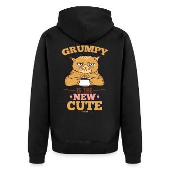 Katze Kaffee Katzendame Katzengesicht - Unisex Premium Bio Zip Hoodie - Schwarz - Hinten - Nico (187cm)