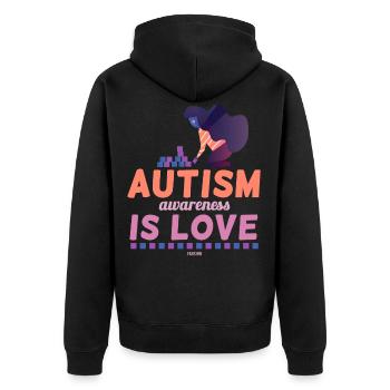 Autism Awareness Is Love - Unisex Premium Bio Zip Hoodie - Schwarz - Hinten - Nico (187cm)