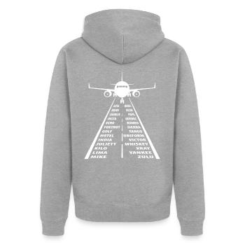 Nato Alphabet Motif Pilote pilote de contrôleur aérien - Veste à capuche bio Premium Unisexe - gris chiné - Dos - Nico (187cm)