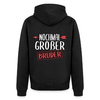 Großer Bruder Geschwister Baby Schwangerschaft - Unisex Premium Bio Zip Hoodie - Schwarz - Hinten - Nico (187cm)