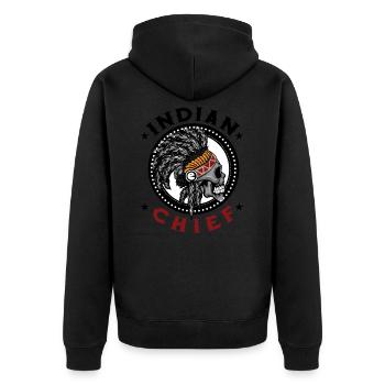 Indian Chief Warrior Skull ist bereit für den Kampf - Unisex Premium Bio Zip Hoodie - Schwarz - Hinten - Nico (187cm)
