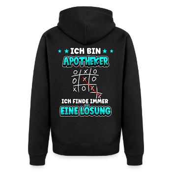 Ich bin Apotheker ich finde immer eine Lösung - Unisex Premium Bio Zip Hoodie - Schwarz - Hinten - Nico (187cm)