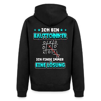 Ich bin Bautechniker ich finde immer eine Lösung - Unisex Premium Bio Zip Hoodie - Schwarz - Hinten - Nico (187cm)