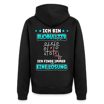 Ich bin Buchhalter ich finde immer eine Lösung - Unisex Premium Bio Zip Hoodie - Schwarz - Hinten - Nico (187cm)