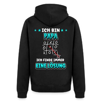 Ich bin Papa ich finde immer eine Lösung - Unisex Premium Bio Zip Hoodie - Schwarz - Hinten - Nico (187cm)