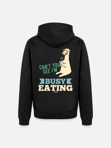 Lama at lunch - Unisex Premium Organic Zip Hoodie - black