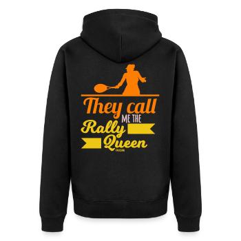 They Call Me The Rally Queen - Unisex Premium Organic Zip Hoodie - black - Back - Nico (187cm)