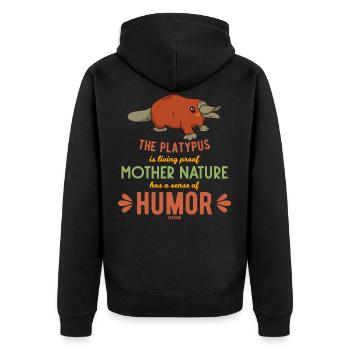 Schnabeltier Australien Down Under Wildnis - Unisex Premium Bio Zip Hoodie - Schwarz - Hinten - Nico (187cm)