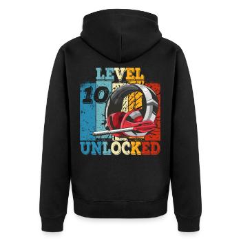 Geburtstag 10 Offizielle Teenager Junge Level 10 - Unisex Premium Bio Zip Hoodie - Schwarz - Hinten - Nico (187cm)