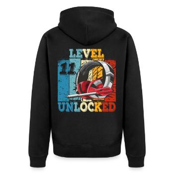 Geburtstag 11 Offizielle Teenager Junge Level 11 - Unisex Premium Bio Zip Hoodie - Schwarz - Hinten - Nico (187cm)